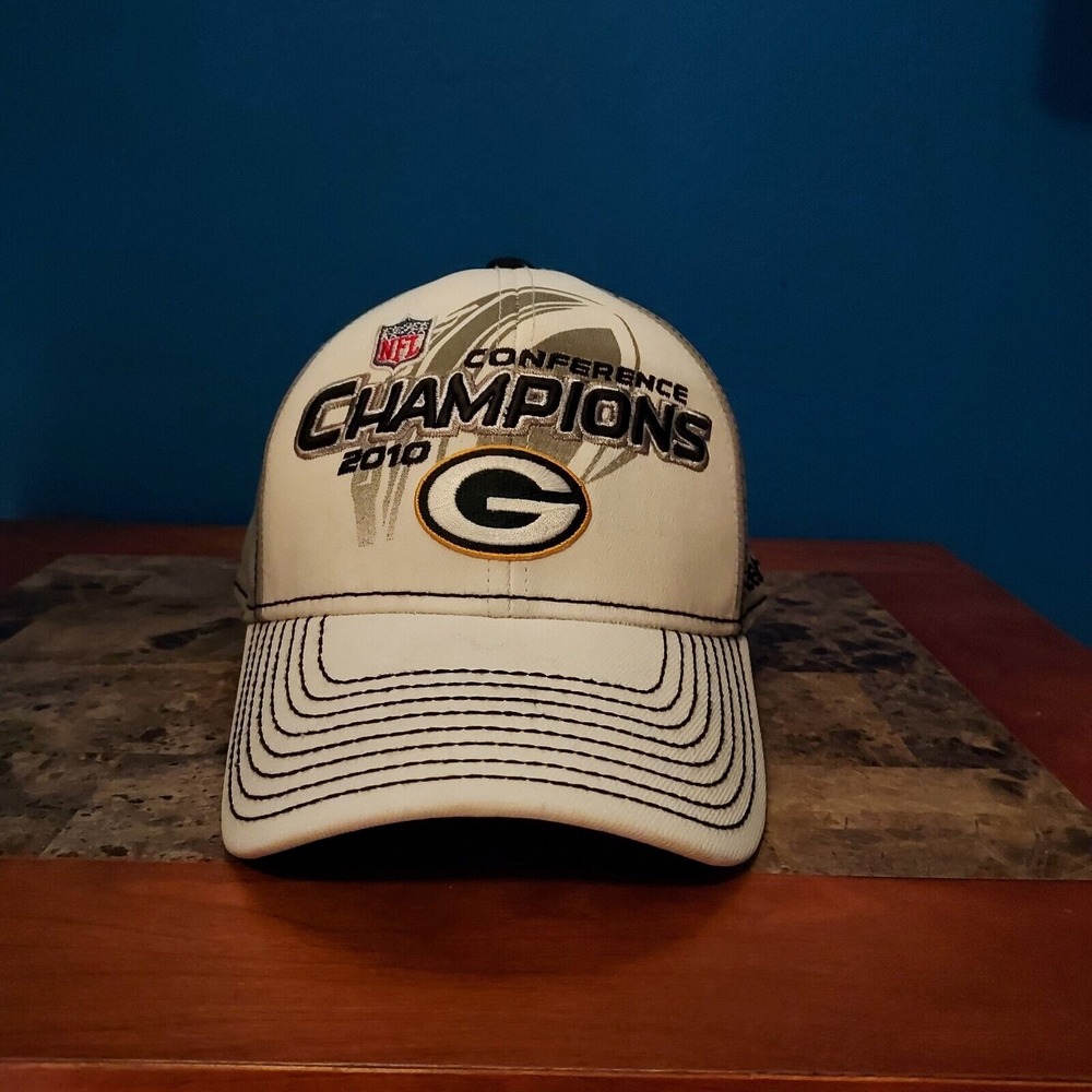 Green Bay Packers Hat Cap Mens One Size Reebok On Field NFC Champions Super Bowl